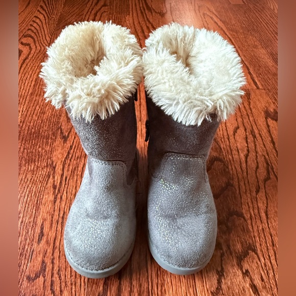 Cat & Jack Other - Cat & Jack Gray Glitter and Cream Mid-Calf Winter Girls Boots - Size 7t